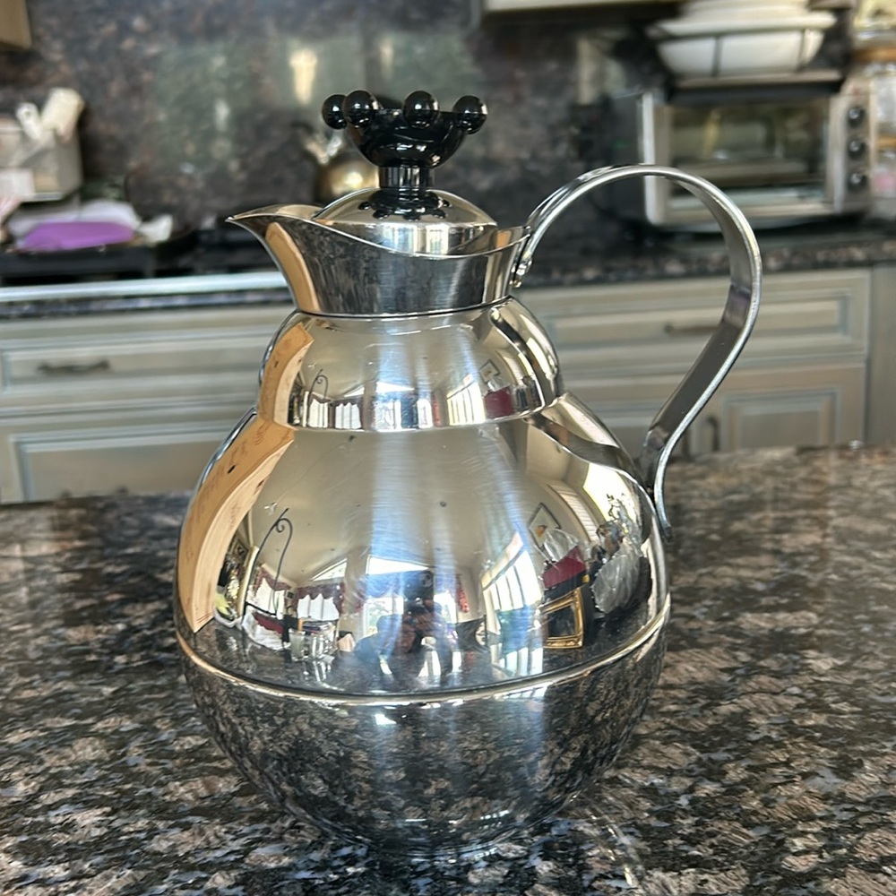 WMF VINTAGE GLASS THERMOS  CHROME SILVER W CORK STOPPER
